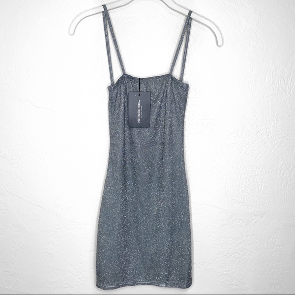 PrettyLittleThing Dresses & Skirts - NWT PrettyLittleThing Silver Glitter Bodycon Dress